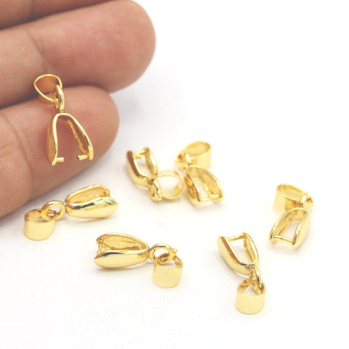 Ice-Pick Pinch Bails, Teardrop, Gold Plated, Brass, 15x5.5mm - BEADED CREATIONS