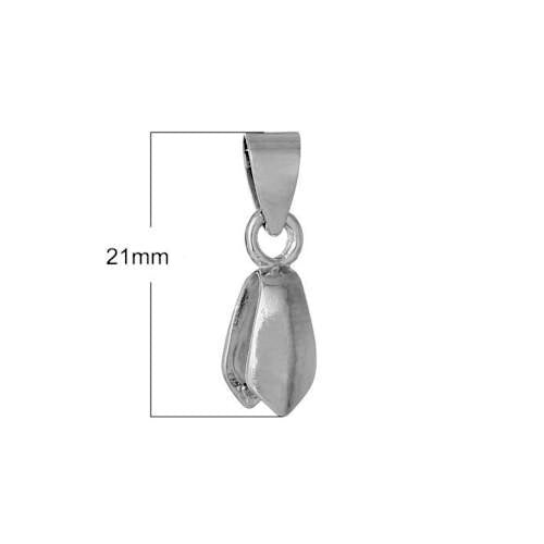 Ice-Pick Pinch Bails, Teardrop, Silver Tone, Alloy, 21x7mm