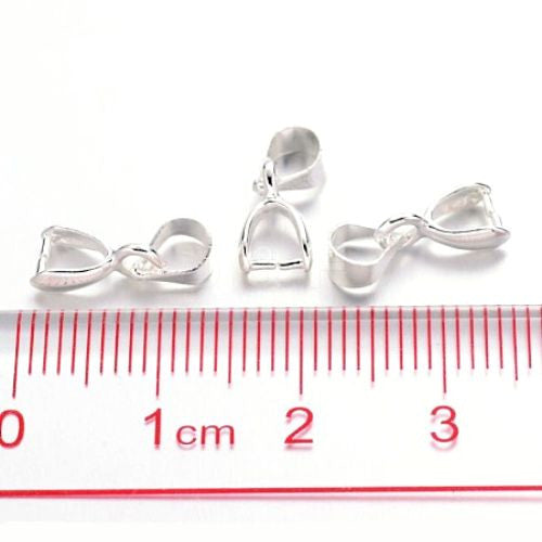 Ice-Pick Pinch Bails, Silver Plated, Brass, 15x5.5mm - BEADED CREATIONS