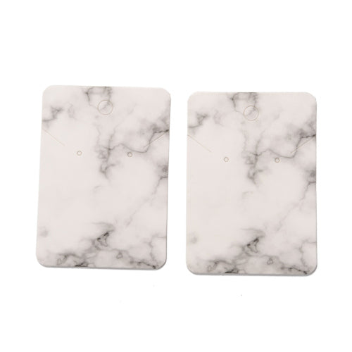 Jewelry Display Cards, Rectangle, Marbled, White, Black, 72x51mm - BEADED CREATIONS