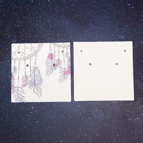 Jewelry Display Cards, Square, Dreamcatcher, Mauve, 59x59mm - BEADED CREATIONS