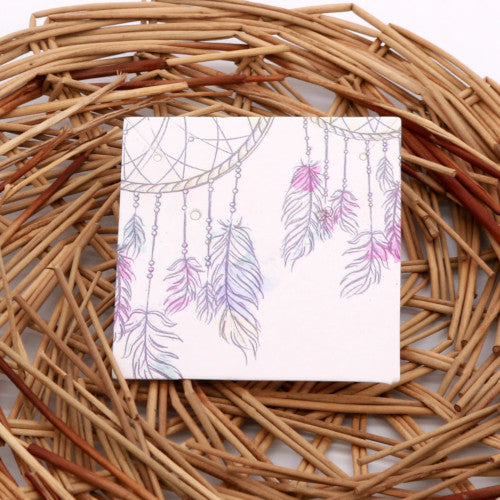 Jewelry Display Cards, Square, Dreamcatcher, Mauve, 59x59mm - BEADED CREATIONS