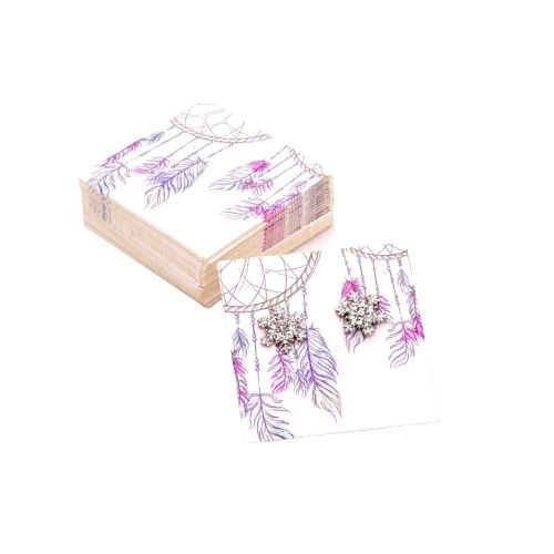 Jewelry Display Cards, Square, Dreamcatcher, Mauve, 59x59mm - BEADED CREATIONS