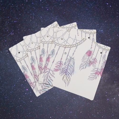 Jewelry Display Cards, Square, Dreamcatcher, Mauve, 59x59mm - BEADED CREATIONS
