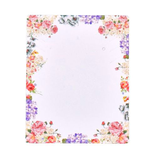 Jewelry Display Cards, Square, Floral, Pink, Purple, 63.5x51mm - BEADED CREATIONS