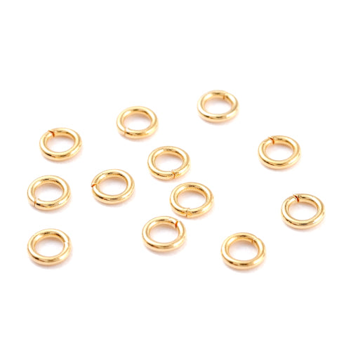 Jump Rings, 304 Stainless Steel, Round, Open, 18K Gold Plated, 6x0.8mm - BEADED CREATIONS