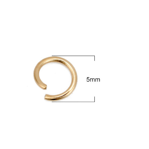 Jump Rings, 304 Stainless Steel, Round, Open, 24K Gold Plated, 5x0.7mm - BEADED CREATIONS