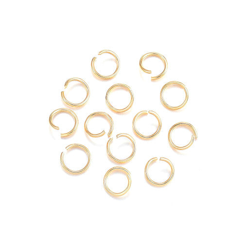 Jump Rings, 304 Stainless Steel, Round, Open, 24K Gold Plated, Golden, 8x1mm - BEADED CREATIONS