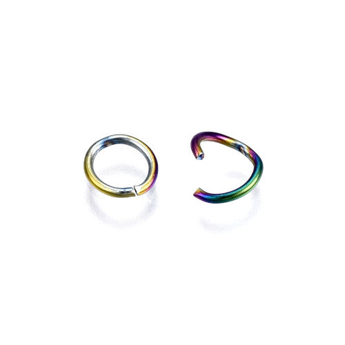Jump Rings, 304 Stainless Steel, Round, Open, Ion Plated, Rainbow, 6x0.8mm - BEADED CREATIONS