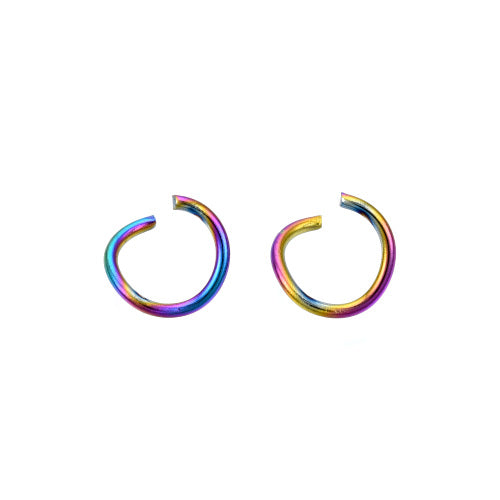 Jump Rings, 304 Stainless Steel, Round, Open, Ion Plated, Rainbow, 8x1mm - BEADED CREATIONS