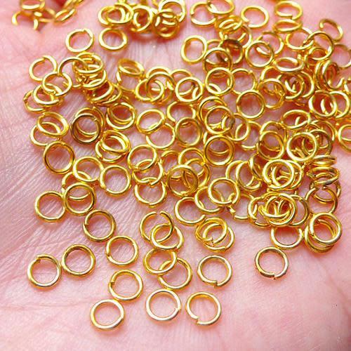 Jump Rings, Iron, Round, Open, Golden, 4x0.7mm - BEADED CREATIONS