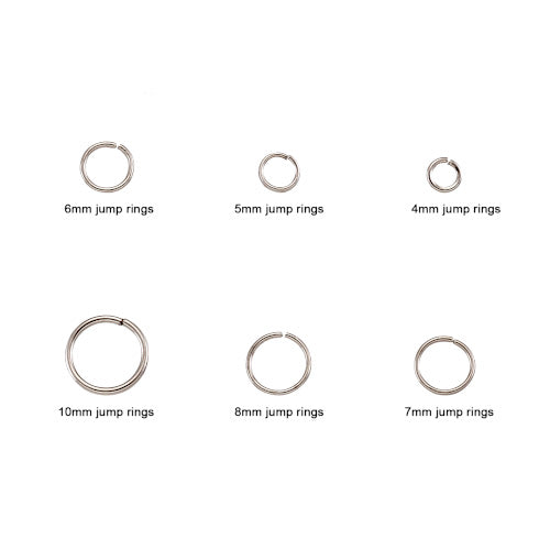 Jump Rings, Iron, Round, Open, Variety Pack, Silver, 4-10x0.7-1mm - BEADED CREATIONS