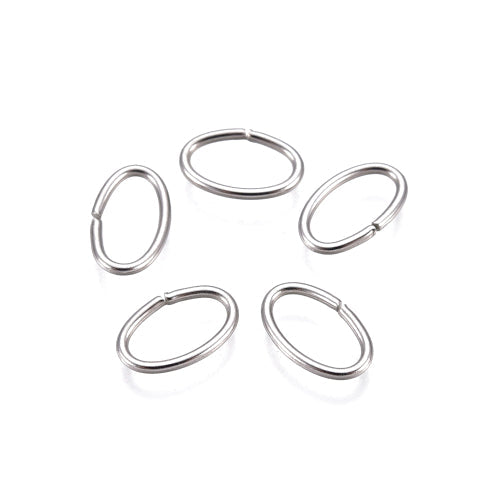 Jump Rings, Stainless Steel, Oval, Open, Silver, 6x0.7mm - BEADED CREATIONS