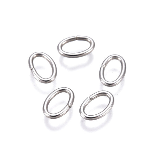 Jump Rings, Stainless Steel, Oval, Open, Silver, 8x0.7mm - BEADED CREATIONS