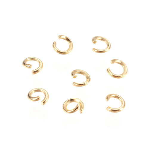 Jump Rings, Stainless Steel, Round, Open, 18K Gold Plated, 3x0.6mm - BEADED CREATIONS