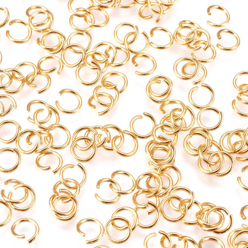 Jump Rings, Stainless Steel, Round, Open, 24K Gold Plated, 5x0.7mm - BEADED CREATIONS