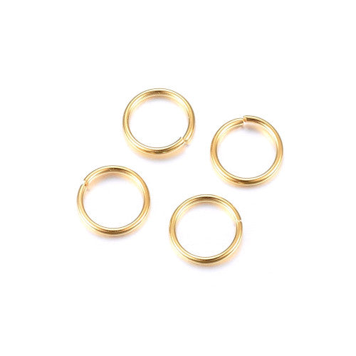 Jump Rings, Stainless Steel, Round, Open, Golden, 7x0.8mm - BEADED CREATIONS