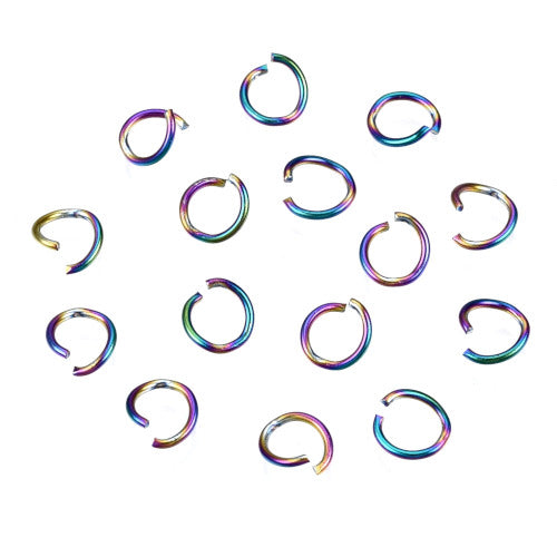 Jump Rings, Stainless Steel, Round, Open, Ion Plated, Rainbow, 6x0.8mm - BEADED CREATIONS