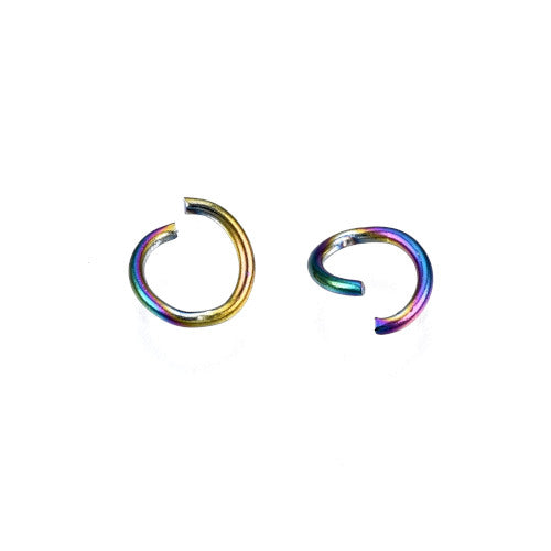 Jump Rings, Stainless Steel, Round, Open, Ion Plated, Rainbow, 6x0.8mm - BEADED CREATIONS