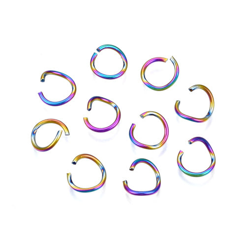 Jump Rings, Stainless Steel, Round, Open, Ion Plated, Rainbow, 8x1mm - BEADED CREATIONS