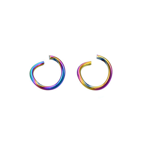 Jump Rings, Stainless Steel, Round, Open, Ion Plated, Rainbow, 8x1mm - BEADED CREATIONS