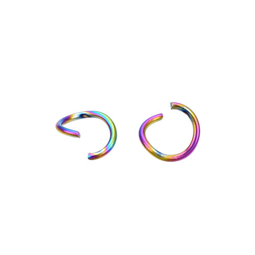 Jump Rings, Stainless Steel, Round, Open, Ion Plated, Rainbow, 8x1mm - BEADED CREATIONS