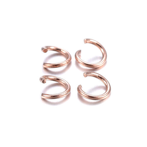 Jump Rings, Stainless Steel, Round, Open, Rose Gold, 4x0.6mm - BEADED CREATIONS