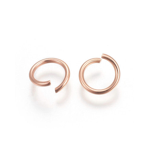 Jump Rings, Stainless Steel, Round, Open, Rose Gold, 8x1mm - BEADED CREATIONS