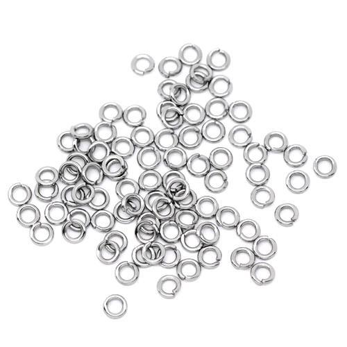 Jump Rings, Stainless Steel, Round, Open, Silver, 4x0.8mm - BEADED CREATIONS