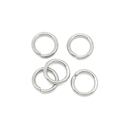 Jump Rings, Stainless Steel, Round, Open, Silver, 8x0.9mm - BEADED CREATIONS