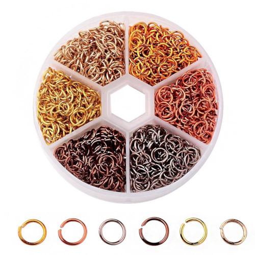 Jump Rings, Aluminium, Round, Open, Variety Pack, Brown, Gold, 6x0.8mm - BEADED CREATIONS