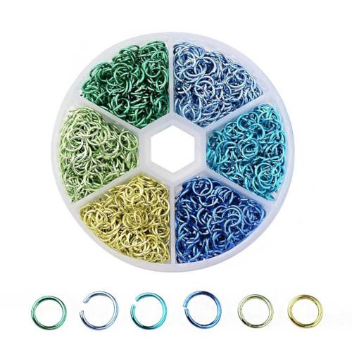 Jump Rings, Aluminium, Round, Open, Variety Pack, Green, Blue, 6x0.8mm - BEADED CREATIONS