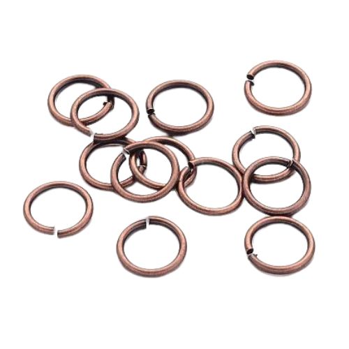 Jump Rings, Brass, Round, Open, Red Copper, 8x1mm - BEADED CREATIONS