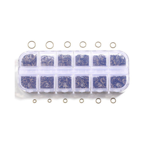 Jump Rings, Iron, Round, Open, Antique Bronze, Variety Pack, 4-10x0.7-1mm - BEADED CREATIONS