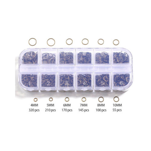 Jump Rings, Iron, Round, Open, Antique Bronze, Variety Pack, 4-10x0.7-1mm - BEADED CREATIONS