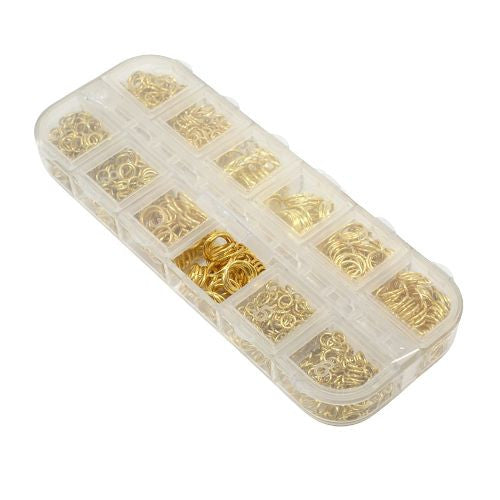 Jump Rings, Iron, Round, Open, Variety Pack, Gold Plated, 4-10x0.8-1mm - BEADED CREATIONS