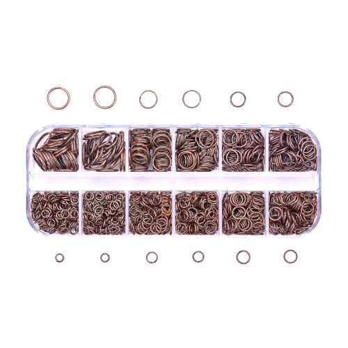 Jump Rings, Iron, Round, Open, Variety Pack, Red Copper, 4-10x0.7-1mm - BEADED CREATIONS