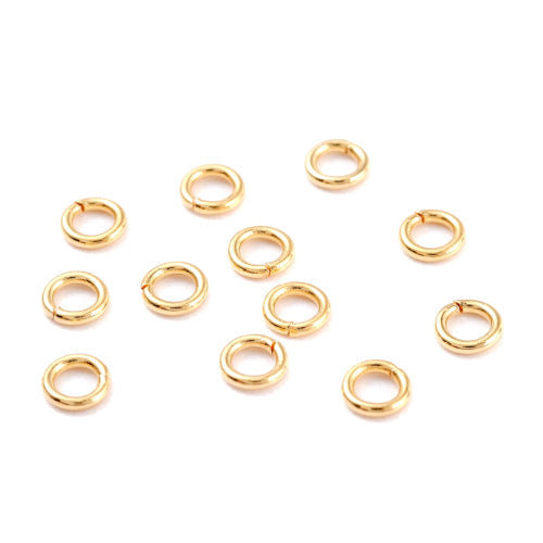 Jump Rings, Stainless Steel, Round, Open, 18K Gold Plated, 6x0.7mm - BEADED CREATIONS