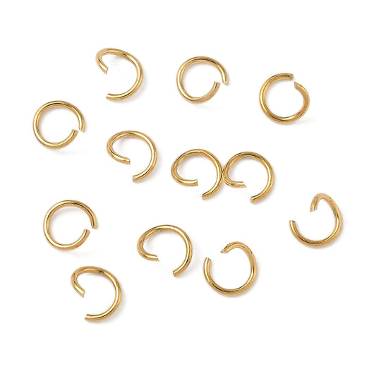 Jump Rings, Stainless Steel, Round, Open, 18K Gold Plated, 6x0.8mm - BEADED CREATIONS