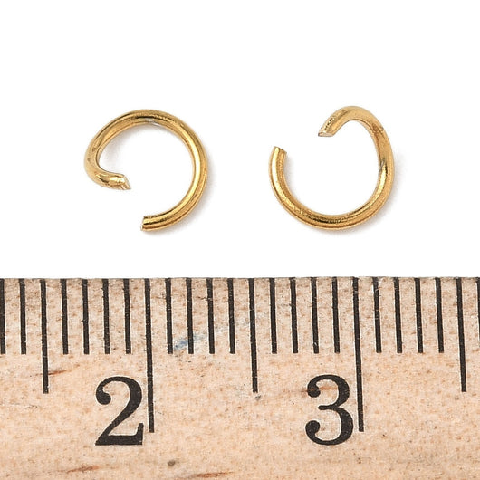 Jump Rings, Stainless Steel, Round, Open, 18K Gold Plated, 6x0.8mm - BEADED CREATIONS