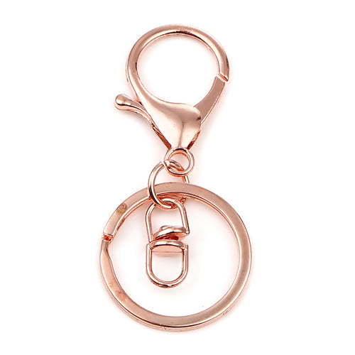 Key Chain Rings, Swivel Clasps, Lobster Claw, Rose Gold, 66mm - BEADED CREATIONS