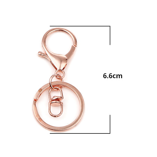 Key Chain Rings, Swivel Clasps, Lobster Claw, Rose Gold, 66mm - BEADED CREATIONS