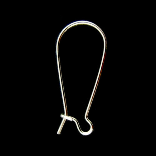 Kidney Ear Wires, Brass, Silver, 33x14mm - BEADED CREATIONS