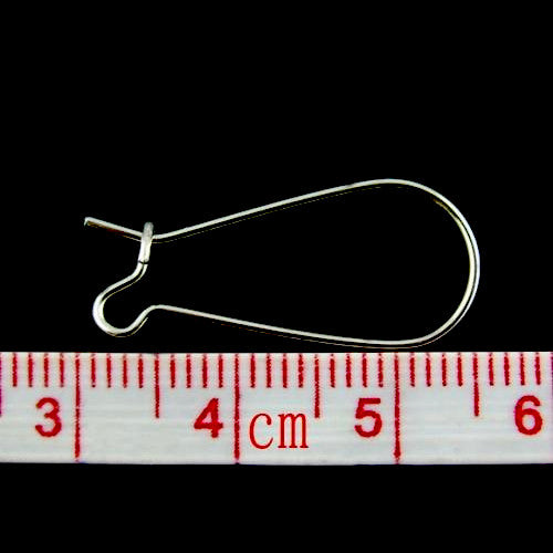 Kidney Ear Wires, Brass, Silver, 33x14mm - BEADED CREATIONS