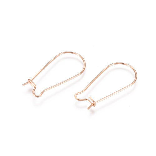 Kidney Ear Wires, Stainless Steel, Rose Gold, 25x12mm - BEADED CREATIONS