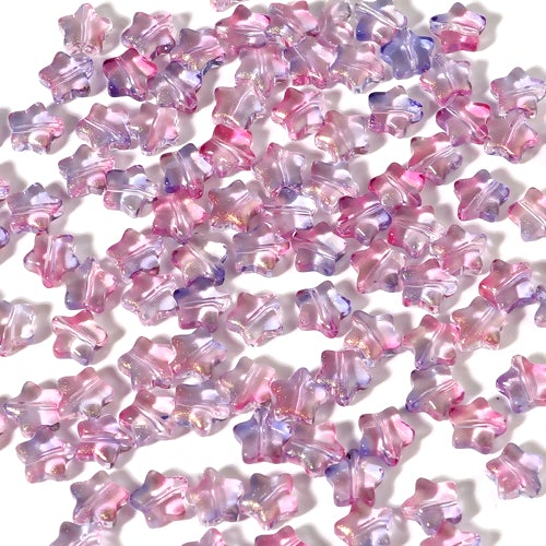 Lampwork Glass Beads, Star, Pale Lilac, Glitter, 8mm - BEADED CREATIONS