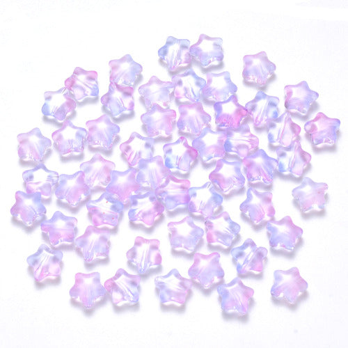 Lampwork Glass Beads, Star, Pink, Blue, Glitter, 8mm - BEADED CREATIONS
