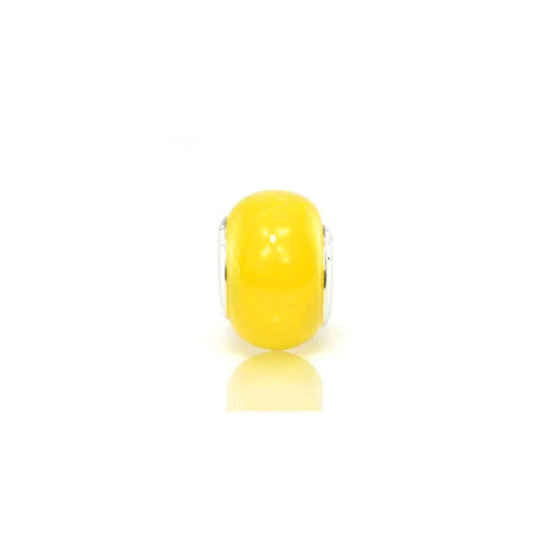 Large Hole Glass Beads, Canary Yellow, Cat's Eye, Rondelle, 14x10mm - BEADED CREATIONS