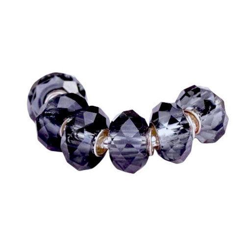 Large Hole Glass Beads, Faceted, Light Amethyst, 14x8mm - BEADED CREATIONS