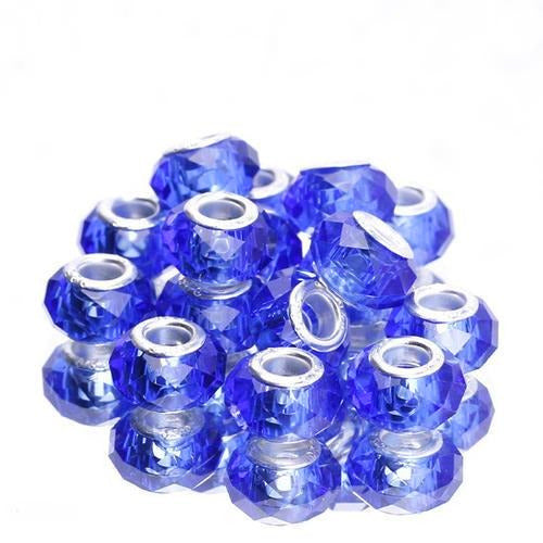 Large Hole Glass Beads, Faceted, Midnight Blue, 14x8mm - BEADED CREATIONS